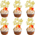 24 PCS Maple Leaf Oh Baby Cupcake Toppers Glitter Fall Baby Shower Cupcake Picks by ZHUOWEISM