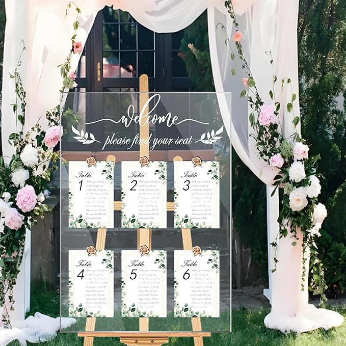 Wedding Seating Chart Board Display, 24x18 Inch Welcome Please Find Your Seat - Image 6