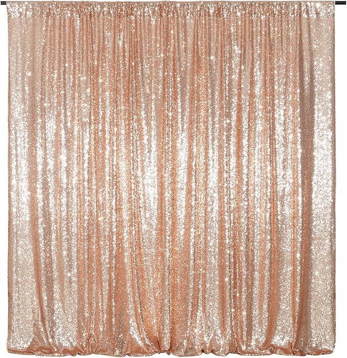 Poise3EHome Rose Gold Sequin Backdrop, 8FT x 10FT Sequin Photography Backdrop by Poise3EHome