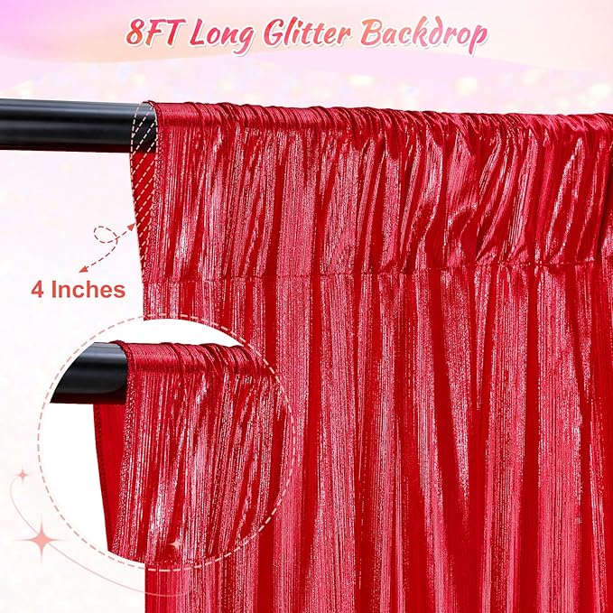 Wedding Arch Backdrop Cover: Red Party Photography Background Drapes 2 Packs - Image 4