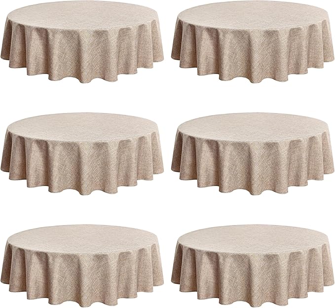 Fitable Faux Linen Round Tablecloths 60 Inches by Fitable