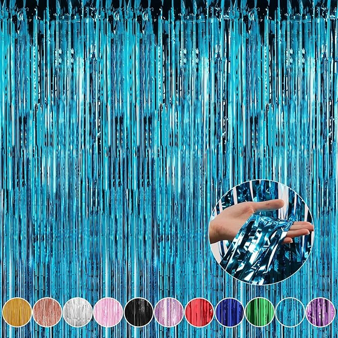 Crosize 4 Pack 3.3 x 9.9 ft Foil Fringe Curtains Party Decorations, Door by Crosize