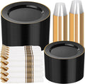 SUT 350 Pcs Black and Gold Plastic Dinnerware Set by SeeYouTomorrow