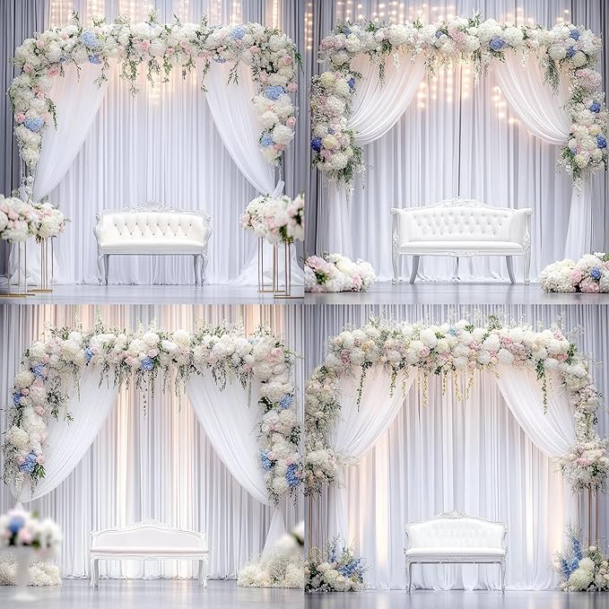 40 ft x 8 ft White Backdrop Curtain Drapes - Image 4