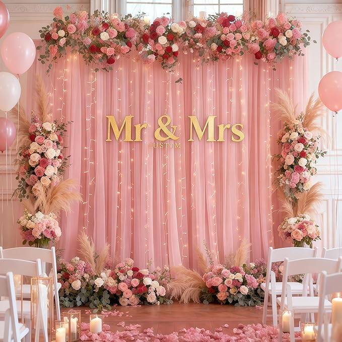 10×10ft Dusty Rose Tulle Backdrop Curtain - Image 2