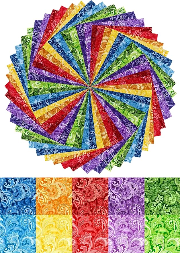 10"x 10" 50 PCS 100% Cotton Floral Fabric Squares Bundles Quilting Supplies - Image 4