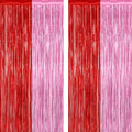 2 Pack Backdrop Curtains, 3.28 Feet x 7.05 Feet Red Pink Backdrop, Metallic by ZATAYE