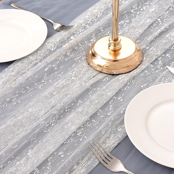 LOMOHOO 10 Ft Silver Table Runner - Image 7