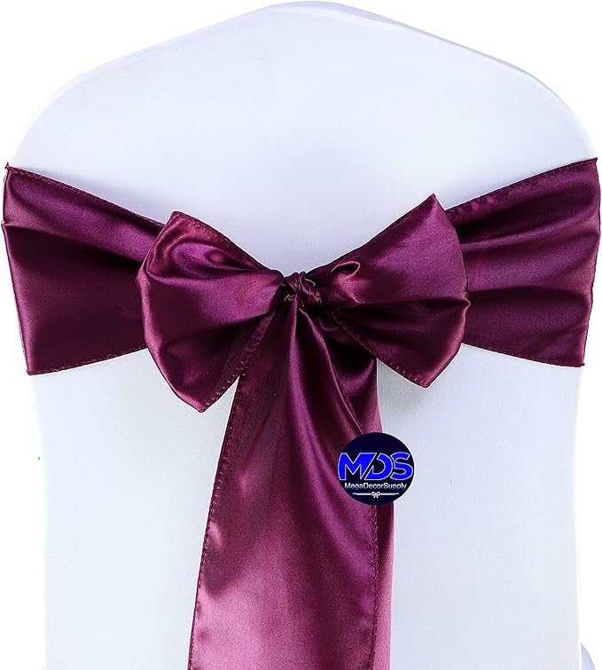 MDS Pack of 75 PCS Satin Chair Sashes Charmeuse Sateen Dining Chair Bows Ribbon - Image 2