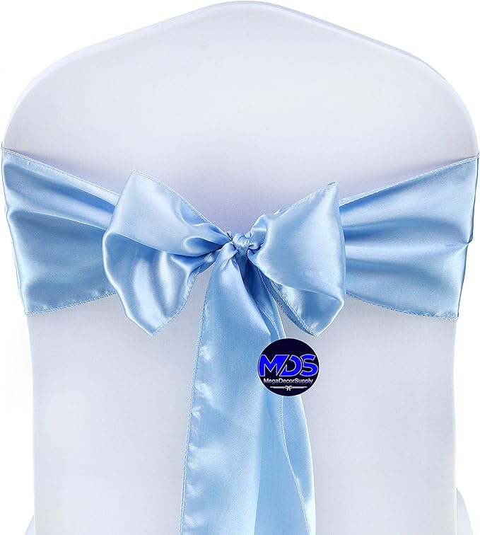 MDS Pack of 150 PCS Satin Chair Sashes Charmeuse Sateen Dining Chair Bows - Image 2