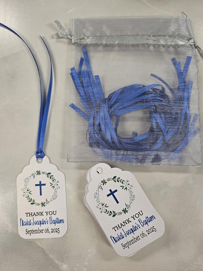 Mi Bautizo Baptism Christening Personalized Thank You Tags 20 pcs - Image 2