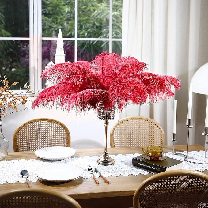 Larryhot Red Large Ostrich Feathers - Image 5