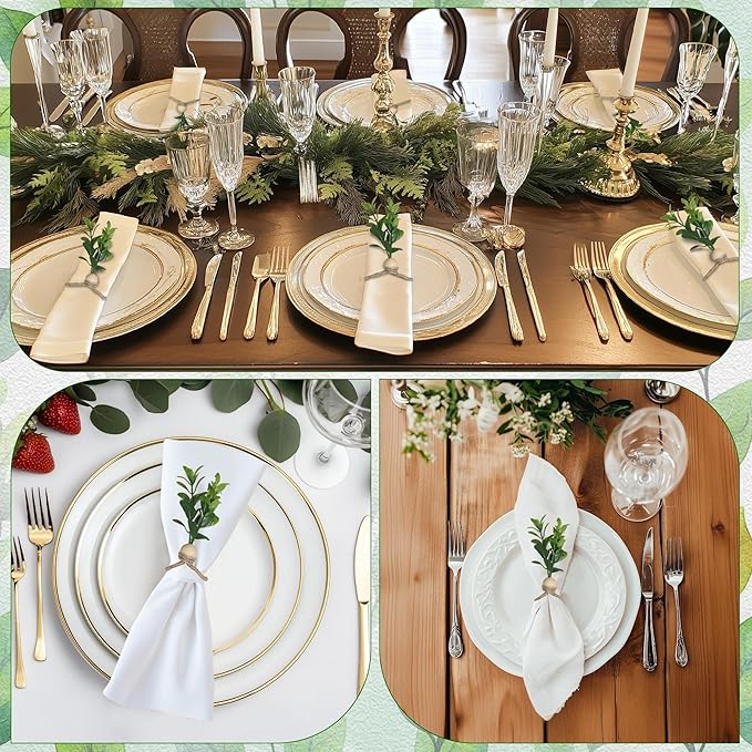 MAOANME Napkin Rings Set of 30, Rustic Eucalyptus Napkin Holder Rings - Image 7