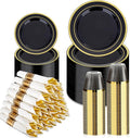 BESTVIP 350PCS Black Gold Dinnerware Set by Bestvip