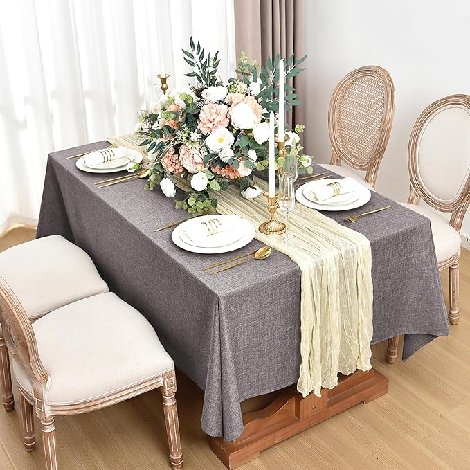 Fitable Faux Linen Tablecloths for Rectangle Tables: Water & Stain Resistant - Image 2