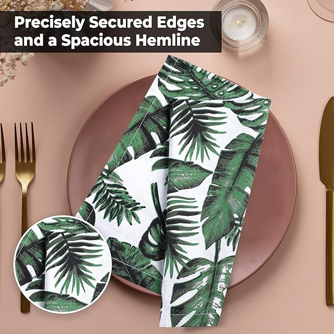 Urban Villa Cloth Napkins Tropical Print 100% Cotton Absorbent Dinner Napkins - Image 8