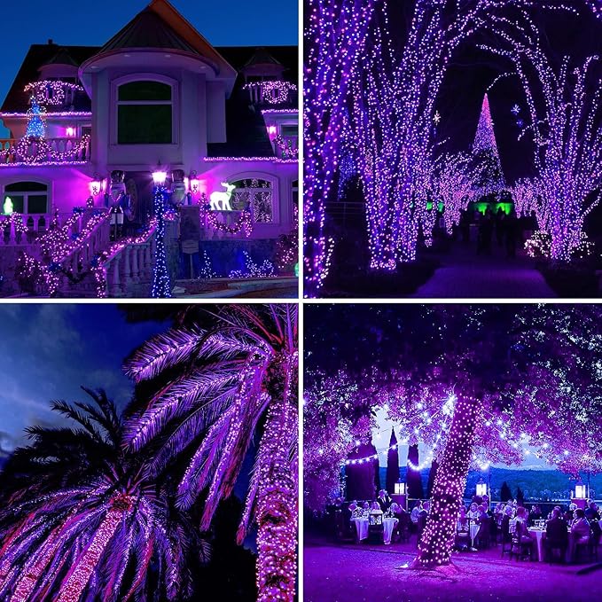 YEGUO 165ft 500 LED Halloween Lights Outdoor Waterproof, 8 Modes Purple String - Image 9