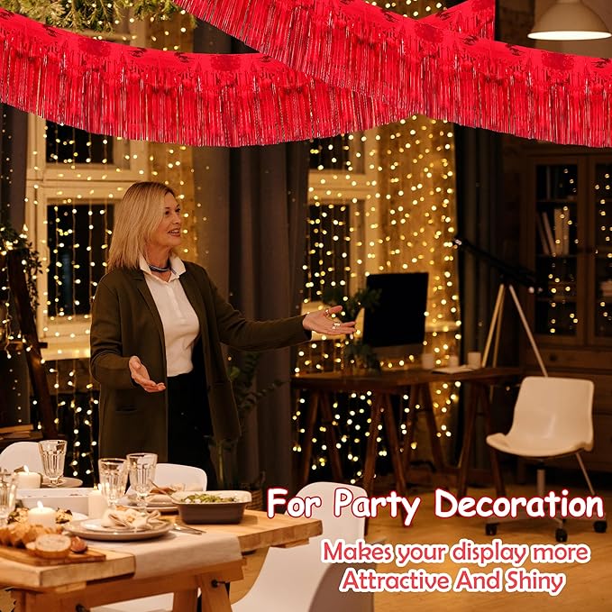 4 Pack 10 Feet Glitter Red Parade Float Decorations - Image 6