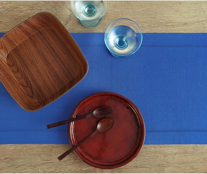 Solino Home Linen Royal Blue Table Runner 132 Inches Long - Image 3