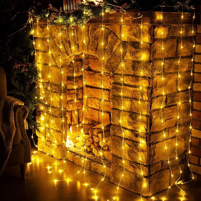Curtain Window String Lights 6.5 x 5 Feet LED Copper Tapestry Backdrop Twinkle - Image 5