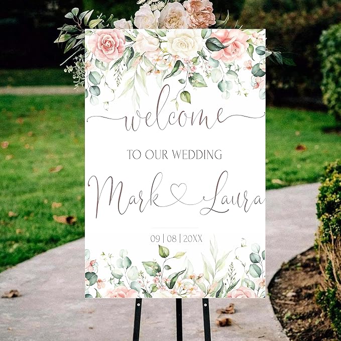 Personalized Wedding Welcome Sign, Welcome To Our Wedding Sign, Blush Pink - Image 2