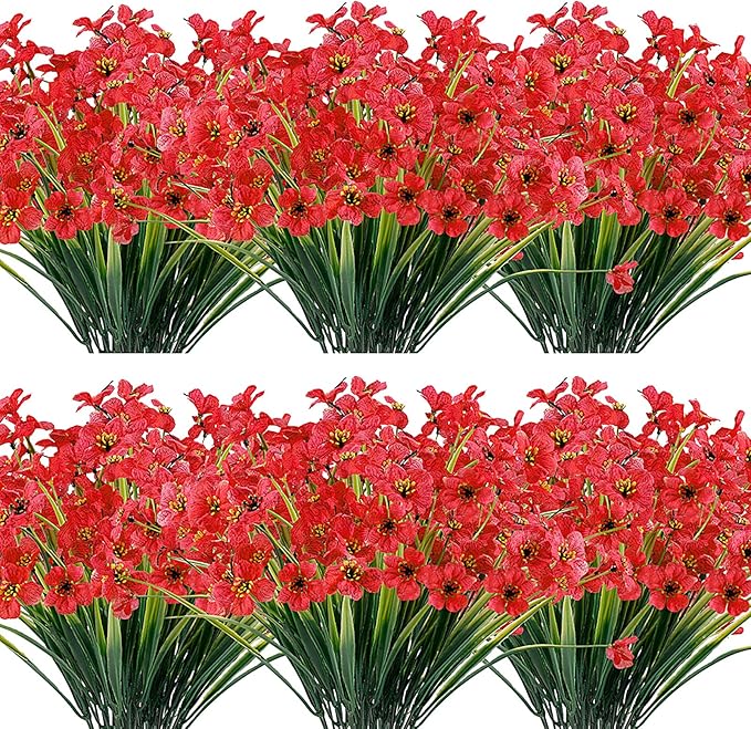 20 Bundles Artificial Flowers Outdoor UV Resistant Fake Flowers No Fade Faux by JEMONG