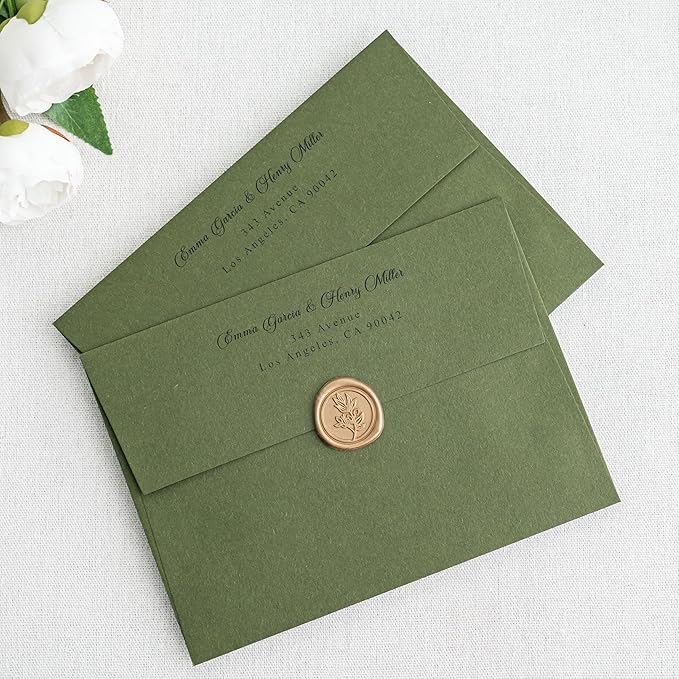 PONATIA 50 PCS 5x7 Envelopes, Olive Green Self- Adhesive A7 Envelopes - Image 7
