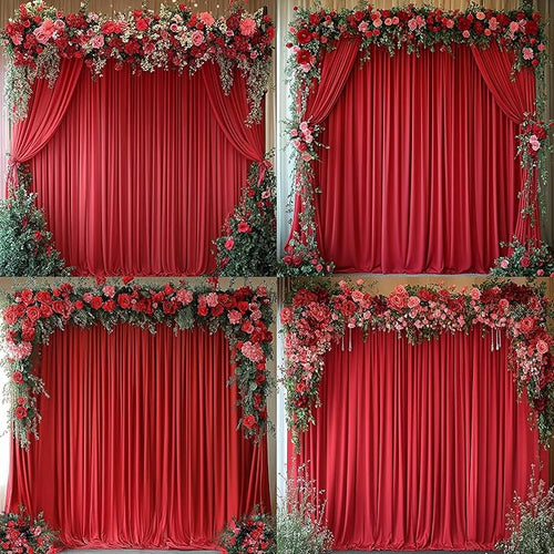 10 ft x 20 ft Wrinkle Free Red Backdrop Curtain - Image 2