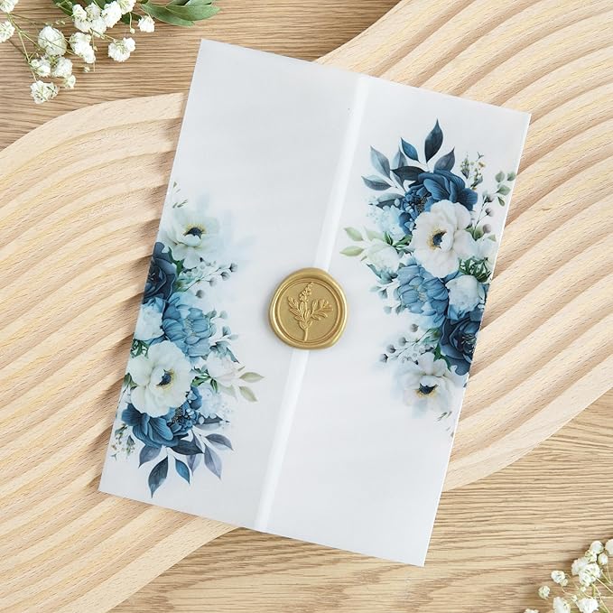 PONATIA 50PCS Vellum Jackets for 5x7 Invitation Cards- 135GSM Dusty Blue - Image 9