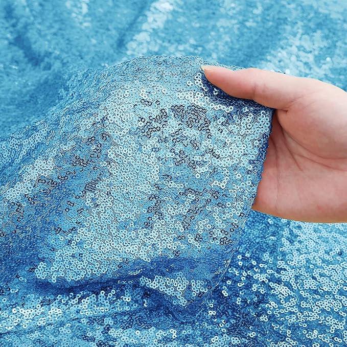 Sugargirl Turquoise Sequin Backdrop Curtain 4 Panels 2FTx8FT Glitter Turquoise - Image 5