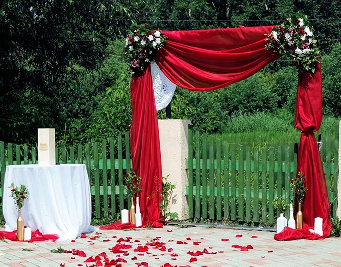 6 Panels Red Wedding Arch Drapery 28" x 20Ft Wedding Arch Draping Fabric - Image 8