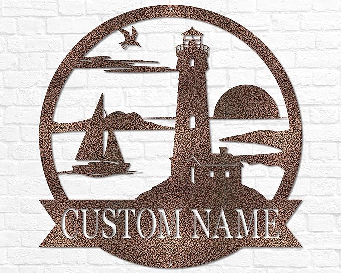 Custom Lighthouse Decor | Personalized Beach Coastal Lake House Decor | Metal - Image 5