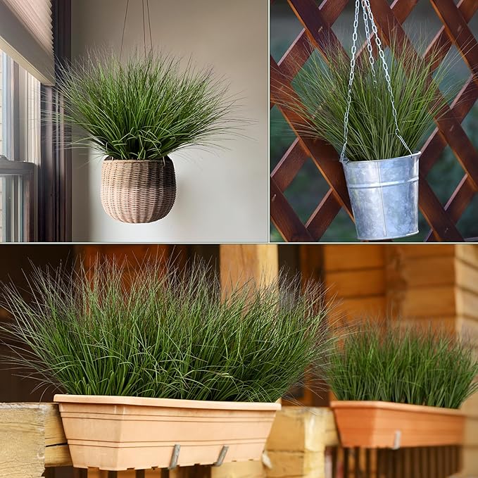 32PCS 17.3" Fake Plants Artificial Wheat Grass Greenery Plastic Plants Fake - Image 6