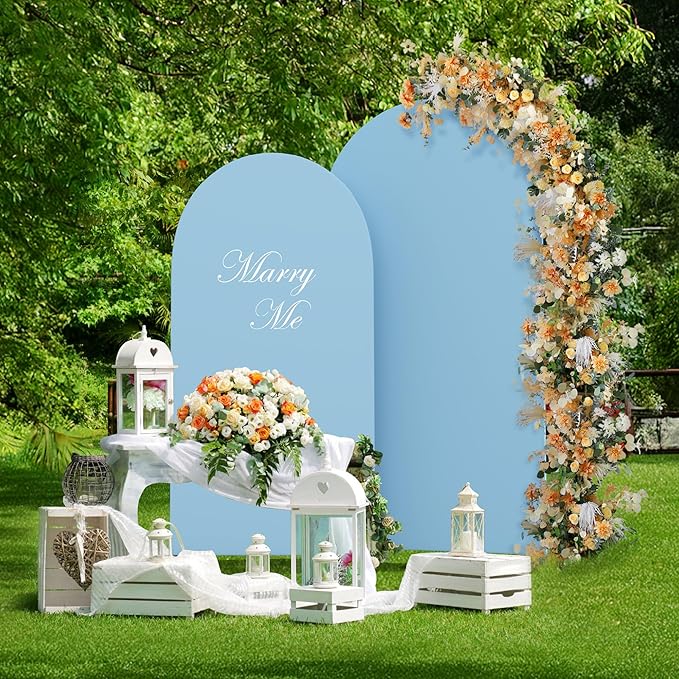 Set of 2 Arch Backdrop Cover Dusty Blue High Elastic Wrinkle-Resistant Arch - Image 2
