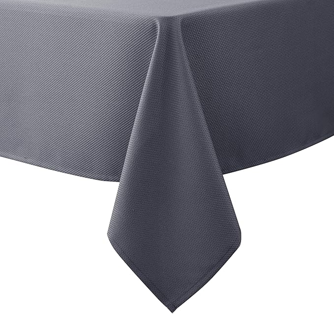 Biscaynebay Textured Fabric Tablecloths 52x70 Inches Rectangular, Dark Grey by Biscaynebay