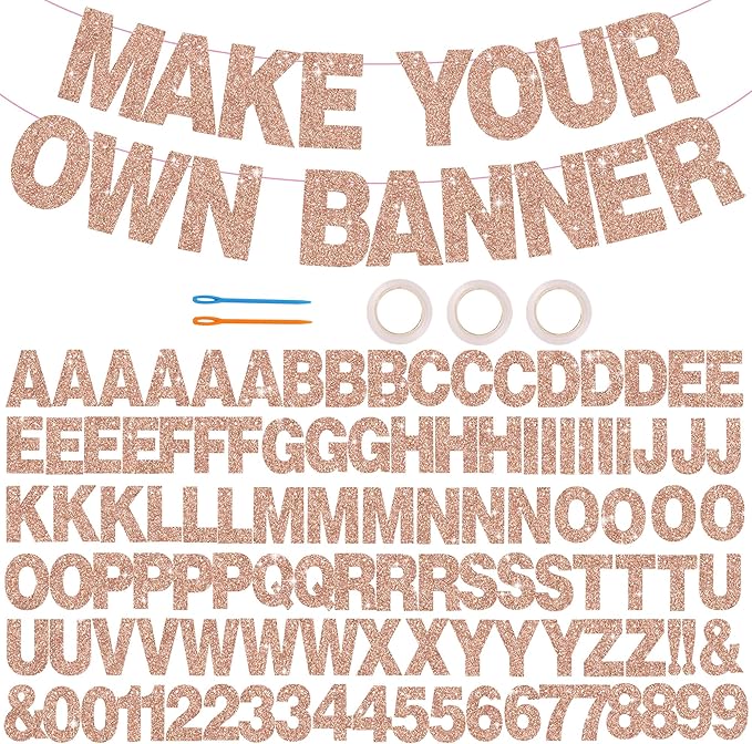 BEISHIDA 116 PCS A-Z Glitter Rose Gold DIY Letter Banner Kit Make Your Own by Beishida