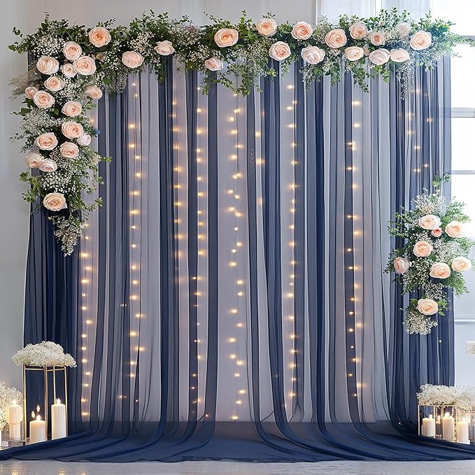 10×10ft Navy Blue Tulle Backdrop Curtain by WishCare