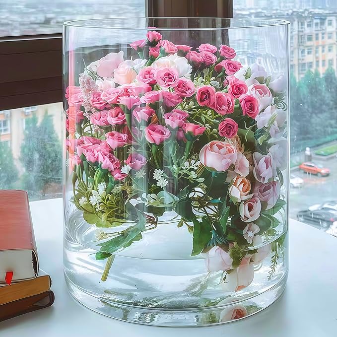 3 Acrylic Cylinder Clear Vase, Extra Large Unbreakable Plastic Flower Vases - Image 4