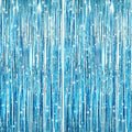 GCB 2Pack Blue Metallic Tinsel Foil Fringe Curtains, Tinsel Curtain Backdrop by GCBPartyDecorations