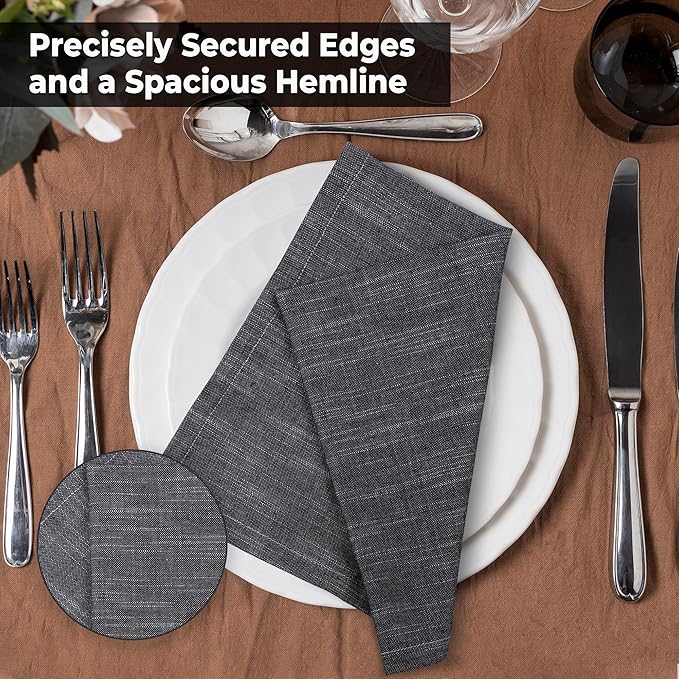 Urban Villa Dinner Napkins Black White Chambray Cloth Napkins Oversized 20x20 - Image 5