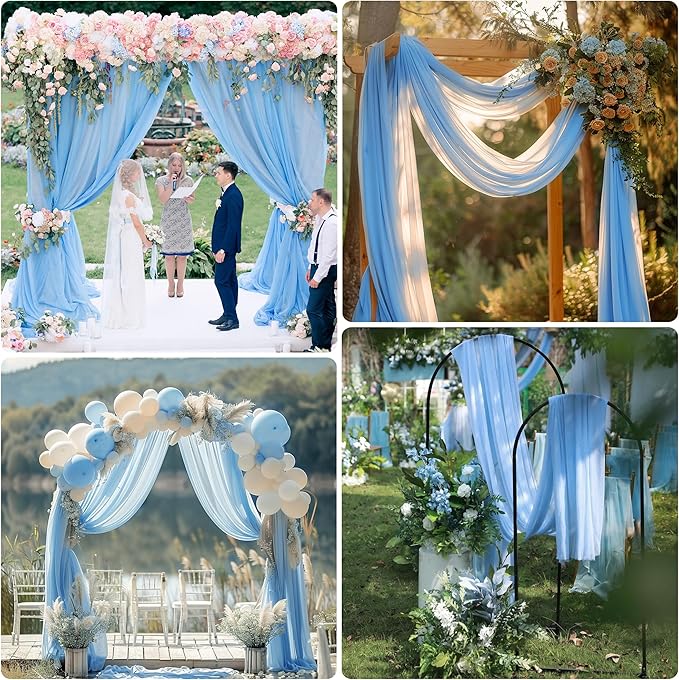 Wedding Arch Draping Fabric 1 Panel 28.7" x 20FT Dusty Blue Sheer Chiffon - Image 5