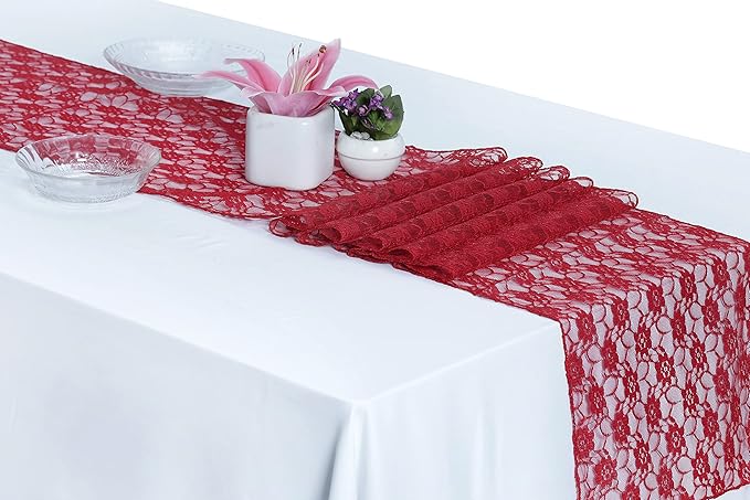 MDS Pack of 15 Wedding 12 x 108 inches Lace Table Runner by MDS