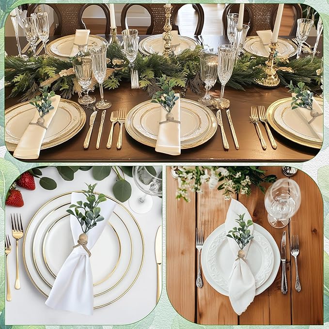 MAOANME Napkin Rings Set of 50, Rustic Eucalyptus Napkin Holder Rings - Image 7