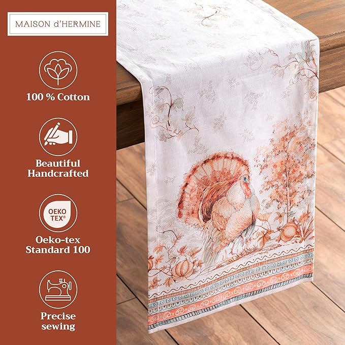 Maison d' Hermine Table Runner 100% Cotton Single Layer Table Runners 72 inches - Image 2