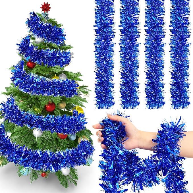 72 Feet Christmas Tinsel Garland Shiny Metallic Tinsel Twist Garland Streamers by Yilloog