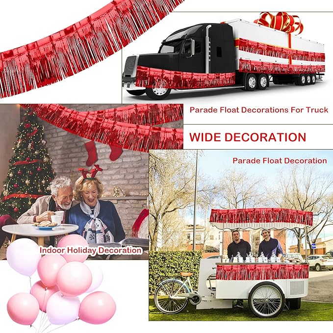 4 Pack Fringe Curtains, Metallic Foil Fringe Garland Shiny Tassel Float Parade - Image 2