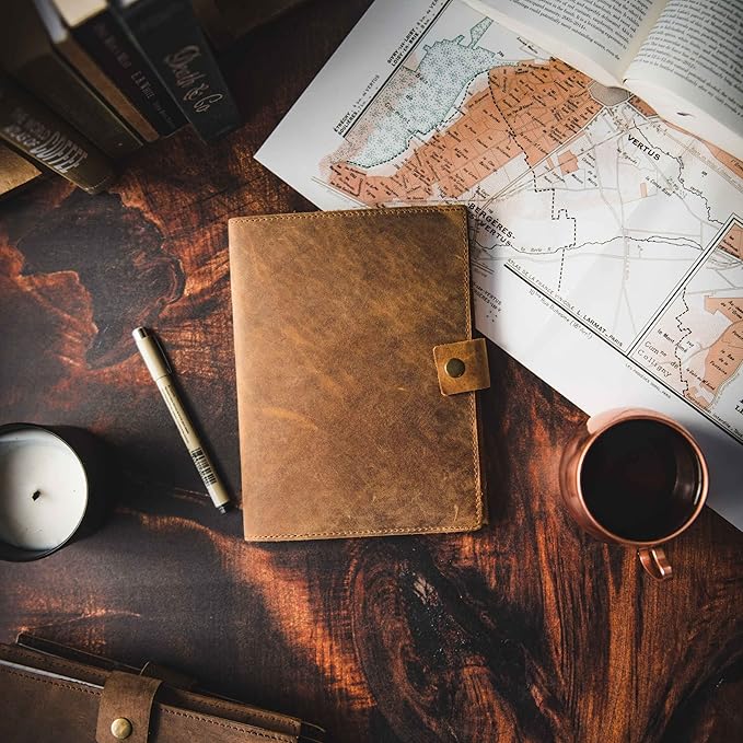 Refillable Leather Journal | Premium Lined A5 Notebook Cover | 200 Ruled - Image 3
