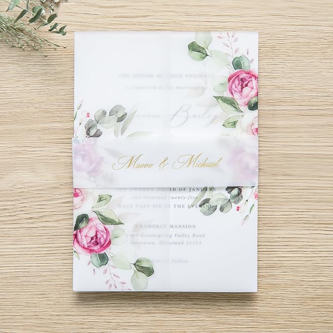 PONATIA 50 PCS Vellum Jackets for 5x7 Invitation Cards - Image 8