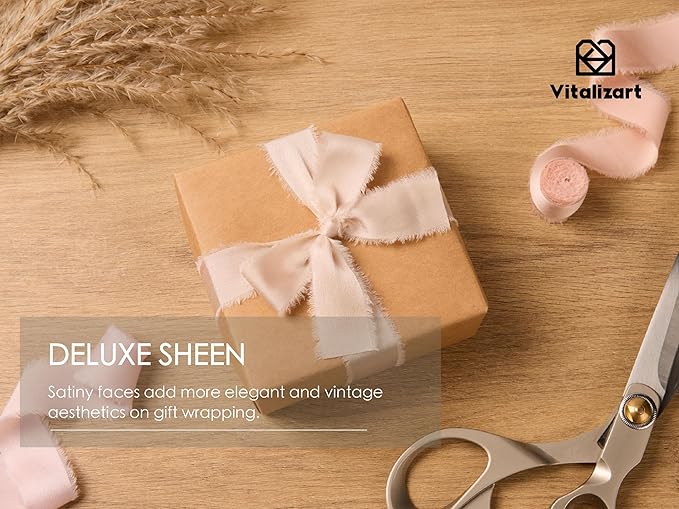 Vitalizart Silk Like Satin Ribbon 1 inch x 18 Yard Mixed Color Handmade Frayed - Image 5