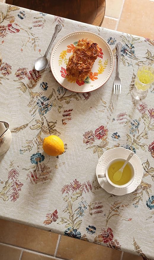 patdrea Designer Vintage Red Rectangle Tablecloth, French Linen Animals Pattern - Image 6